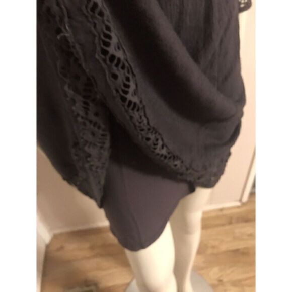 Free People Womens Small To The Point Mini Dress Gray Fit & Flare Lace Cut Outs - Picture 6 of 8